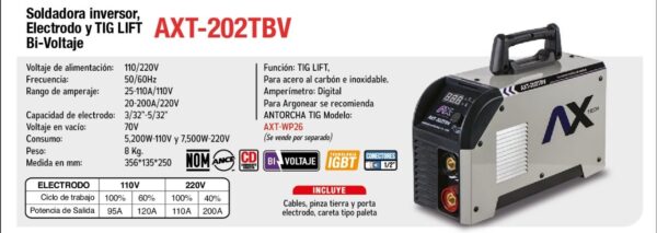 Soldadora inversora AXT-202TBV AX Tech - Imagen 2