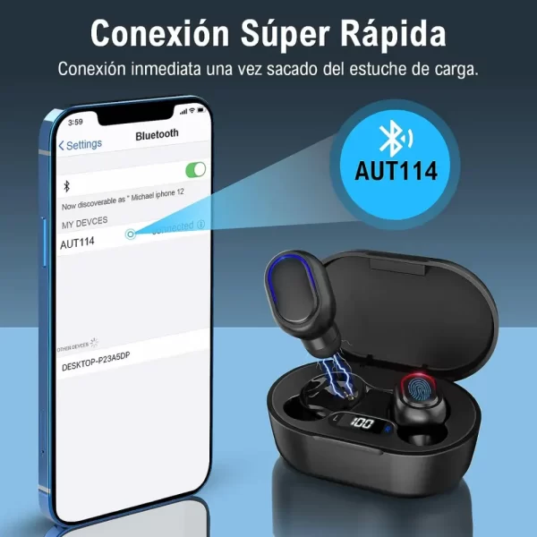 Audífonos Bluetooth 5.1 TWS -AUT114 1HORA - Imagen 3