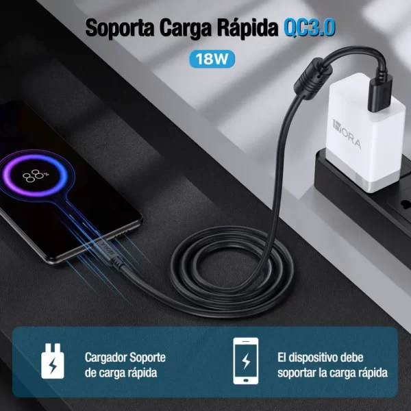 Cable V8 2.0A (1.5M) - CAB031-B 1HORA - Imagen 2