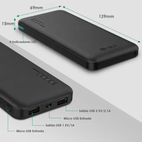 Power bank 10,000mAh 2.1A - GAR094 1HORA - Imagen 4