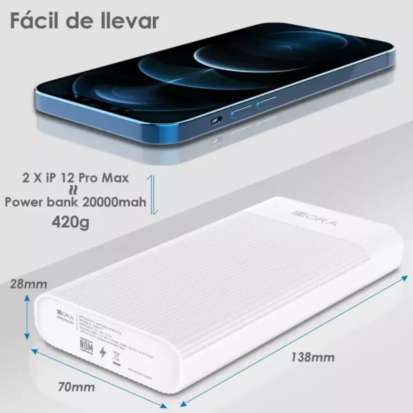 Power bank pantalla LED 20,000mAh GAR117 1HORA - Imagen 4