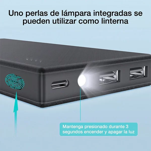 Power bank 10,000mah GAR263 USB incluye luz LED 1HORA - Imagen 4