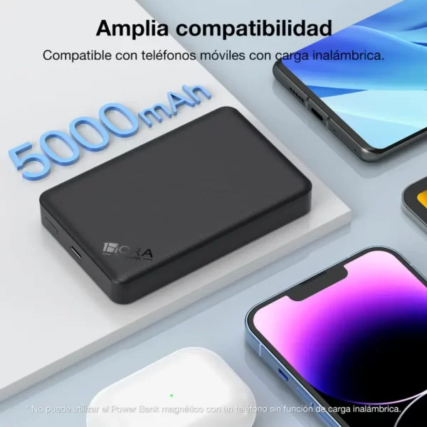 Power bank Magnético Inalámbrico Con cable USB-C 5000mAh - GAR276 1HORA - Imagen 4