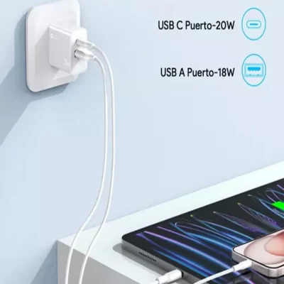 Cargador 2 En 1 Carga Rápida 20w Salida Dual + Cable Tipo C GAR162 1HORA - Image 4