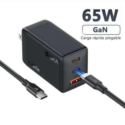Cargador 65W PD GaN con 3 puertos GAR322 1HORA - Image 3
